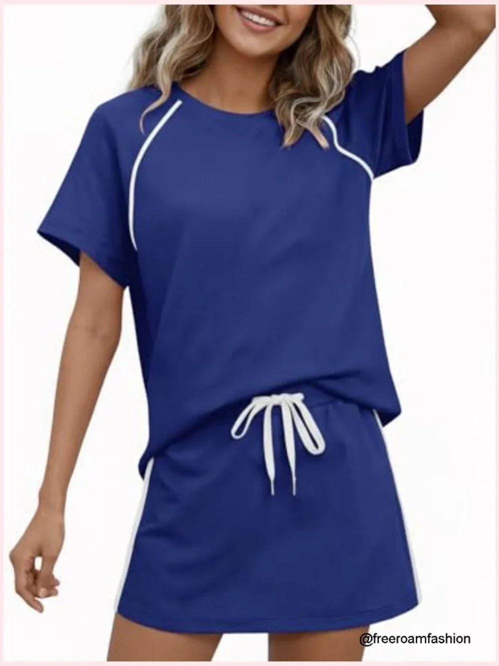 2 Piece Skirt Set Short Sleeve Top & Tennis Skort Lounge Matching Outfits